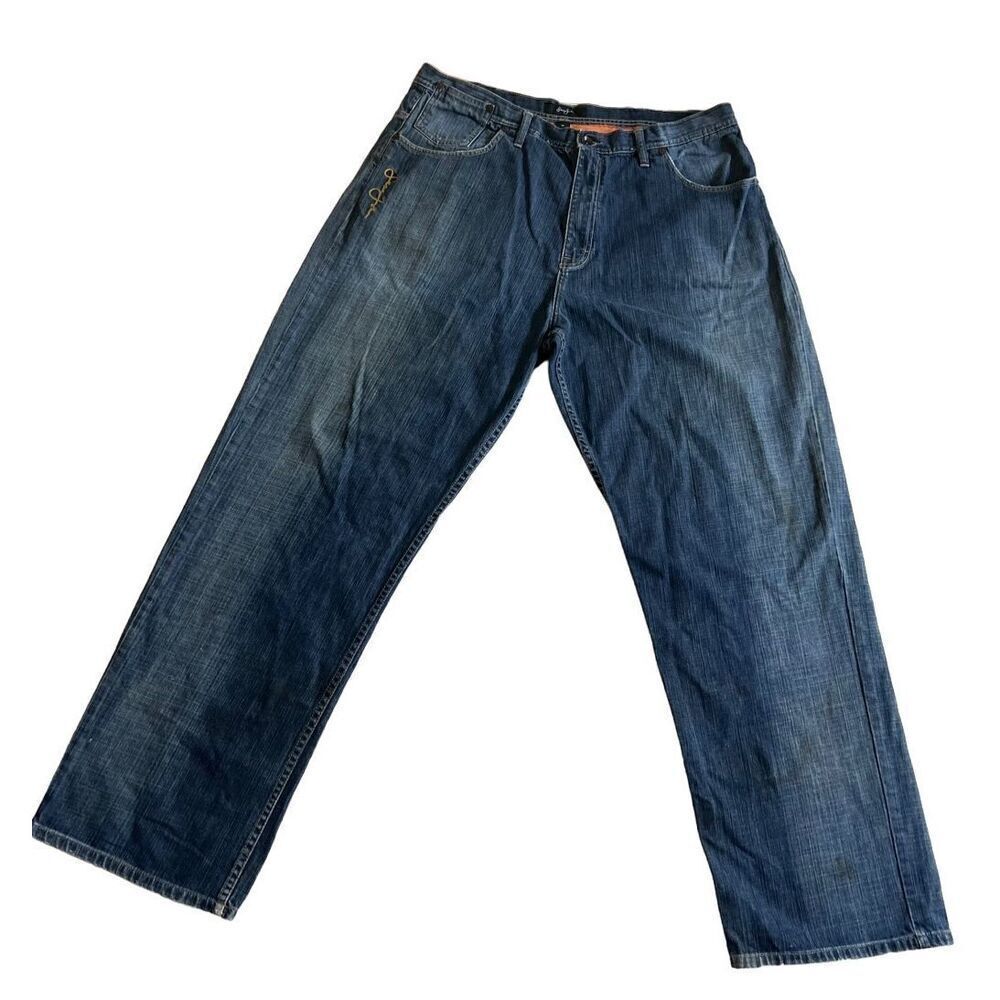 Vintage Sean John Jeans Relaxed Wide Leg Signature Y2K Denim Pants size 40